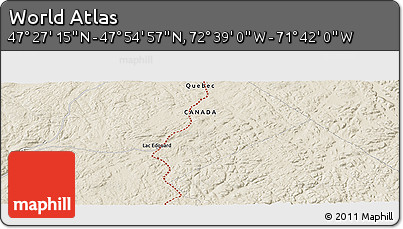 Shaded Relief Panoramic Map of the Area around 47° 41' 6" N, 72° 10' 30" W