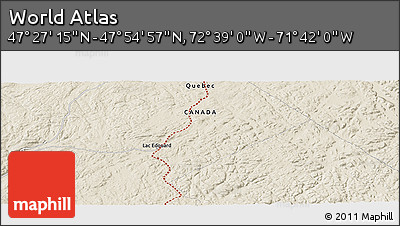 Shaded Relief Panoramic Map of the Area around 47° 41' 6" N, 72° 10' 30" W
