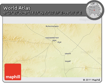 Physical 3D Map of the Area around 47° 41' 6" N, 74° 1' 30" E
