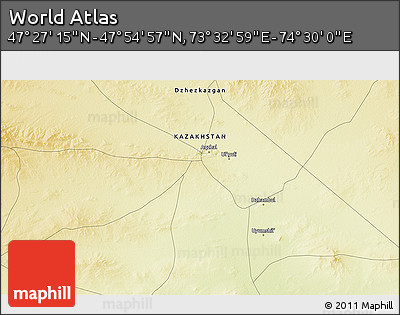 Physical 3D Map of the Area around 47° 41' 6" N, 74° 1' 30" E