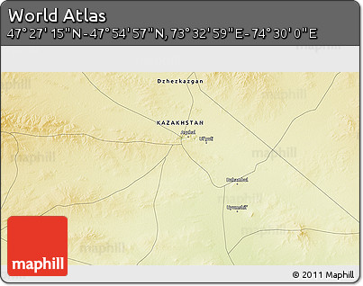 Physical 3D Map of the Area around 47° 41' 6" N, 74° 1' 30" E