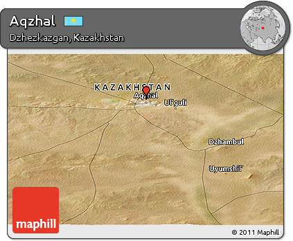 Satellite Panoramic Map of Aqzhal