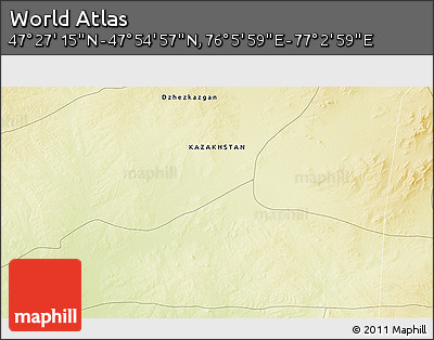 Physical 3D Map of the Area around 47° 41' 6" N, 76° 34' 29" E
