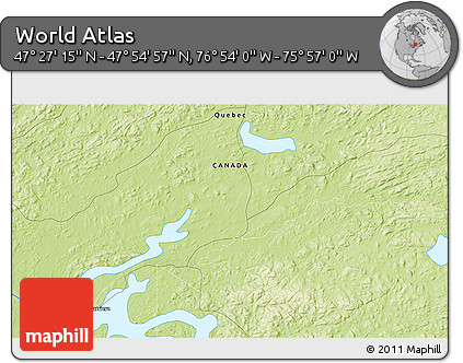 Physical 3D Map of the Area around 47° 41' 6" N, 76° 25' 30" W