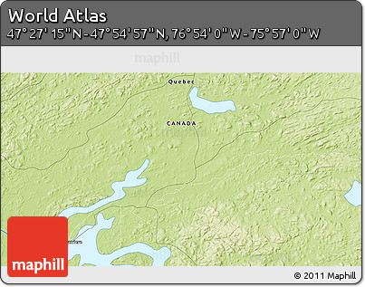 Physical 3D Map of the Area around 47° 41' 6" N, 76° 25' 30" W