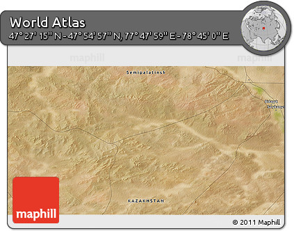 Satellite 3D Map of the Area around 47° 41' 6" N, 78° 16' 30" E
