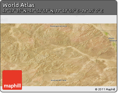 Satellite 3D Map of the Area around 47° 41' 6" N, 78° 16' 30" E
