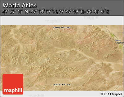 Satellite 3D Map of the Area around 47° 41' 6" N, 78° 16' 30" E