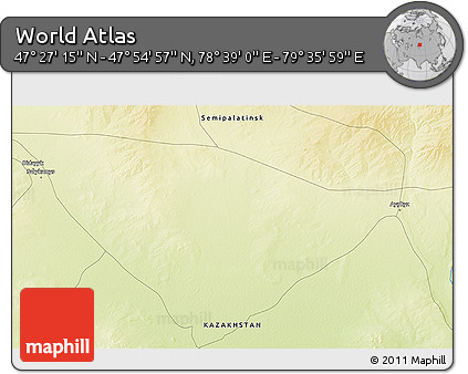 Physical 3D Map of the Area around 47° 41' 6" N, 79° 7' 30" E