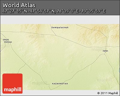 Physical 3D Map of the Area around 47° 41' 6" N, 79° 7' 30" E