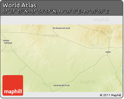 Physical 3D Map of the Area around 47° 41' 6" N, 79° 7' 30" E