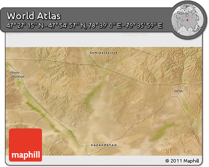 Satellite 3D Map of the Area around 47° 41' 6" N, 79° 7' 30" E