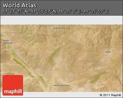 Satellite 3D Map of the Area around 47° 41' 6" N, 79° 7' 30" E