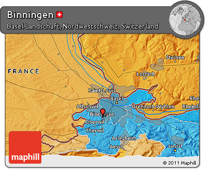 Political 3D Map of Binningen