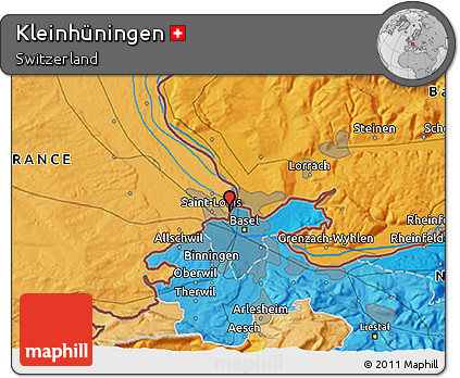 Political 3D Map of Kleinhüningen
