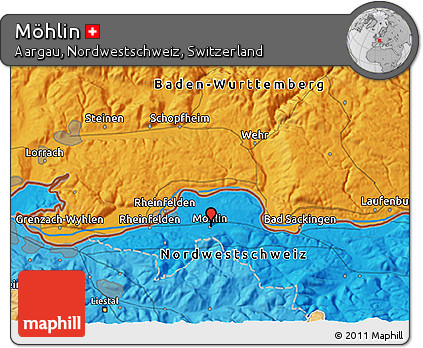 Political 3D Map of Möhlin