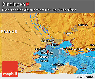 Political 3D Map of Binningen