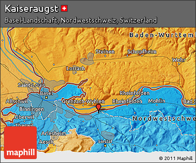 Political 3D Map of Kaiseraugst