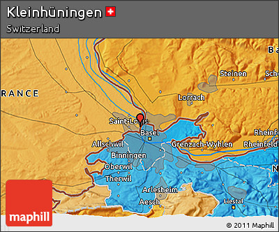 Political 3D Map of Kleinhüningen