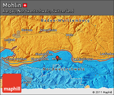 Political 3D Map of Möhlin