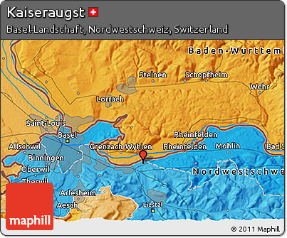 Political 3D Map of Kaiseraugst