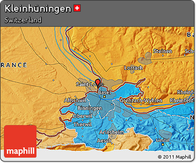 Political 3D Map of Kleinhüningen