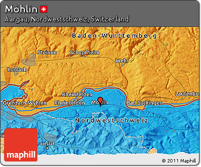 Political 3D Map of Möhlin
