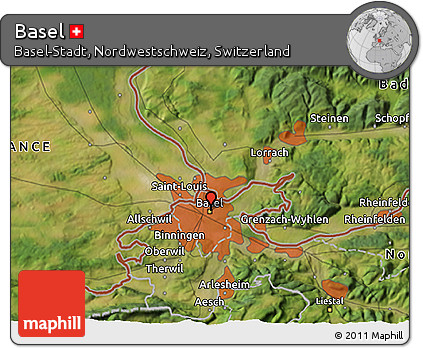 Satellite 3D Map of Basel