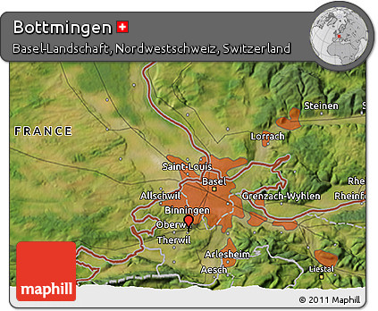 Satellite 3D Map of Bottmingen