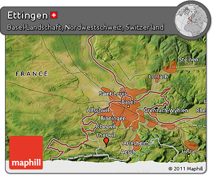 Satellite 3D Map of Ettingen