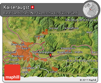 Satellite 3D Map of Kaiseraugst