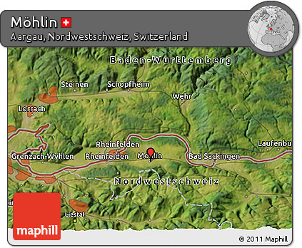 Satellite 3D Map of Möhlin