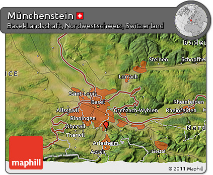 Satellite 3D Map of Münchenstein
