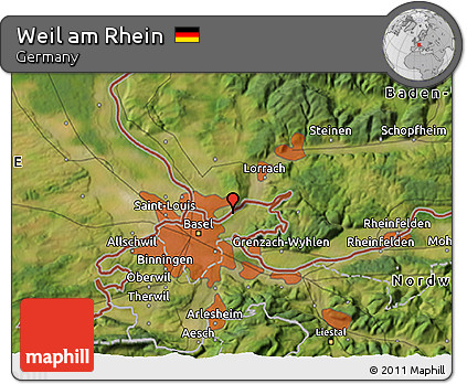 Satellite 3D Map of Weil Am Rhein