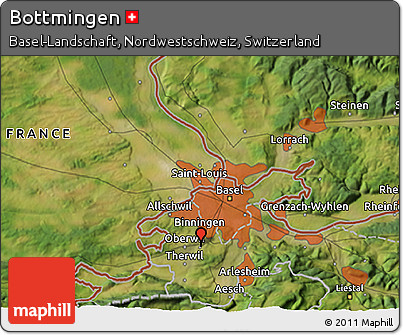Satellite 3D Map of Bottmingen