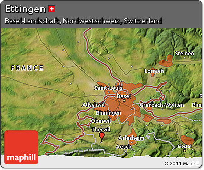 Satellite 3D Map of Ettingen