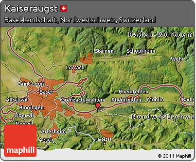 Satellite 3D Map of Kaiseraugst