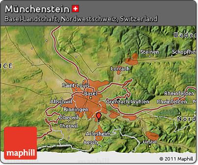 Satellite 3D Map of Münchenstein