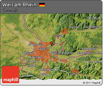 Satellite 3D Map of Weil Am Rhein