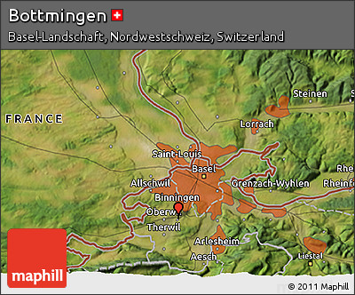 Satellite 3D Map of Bottmingen