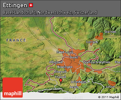Satellite 3D Map of Ettingen