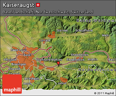 Satellite 3D Map of Kaiseraugst