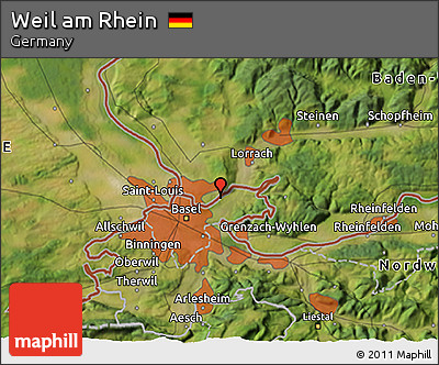 Satellite 3D Map of Weil Am Rhein
