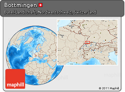 Shaded Relief Location Map of Bottmingen