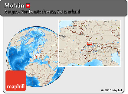 Shaded Relief Location Map of Möhlin