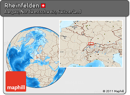 Shaded Relief Location Map of Rheinfelden