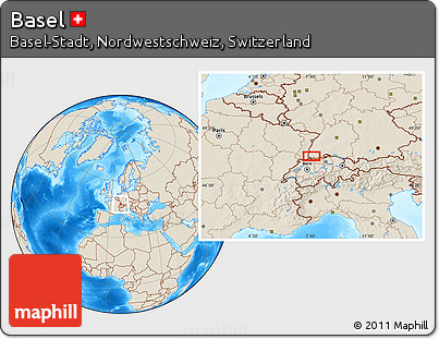 Shaded Relief Location Map of Basel