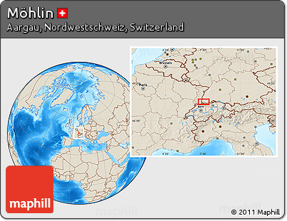 Shaded Relief Location Map of Möhlin