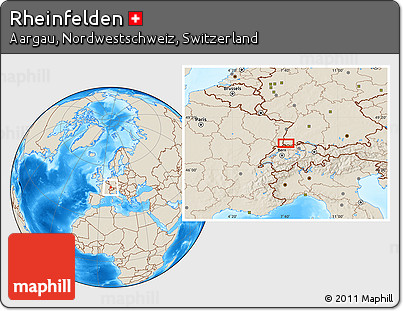 Shaded Relief Location Map of Rheinfelden