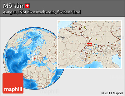 Shaded Relief Location Map of Möhlin
